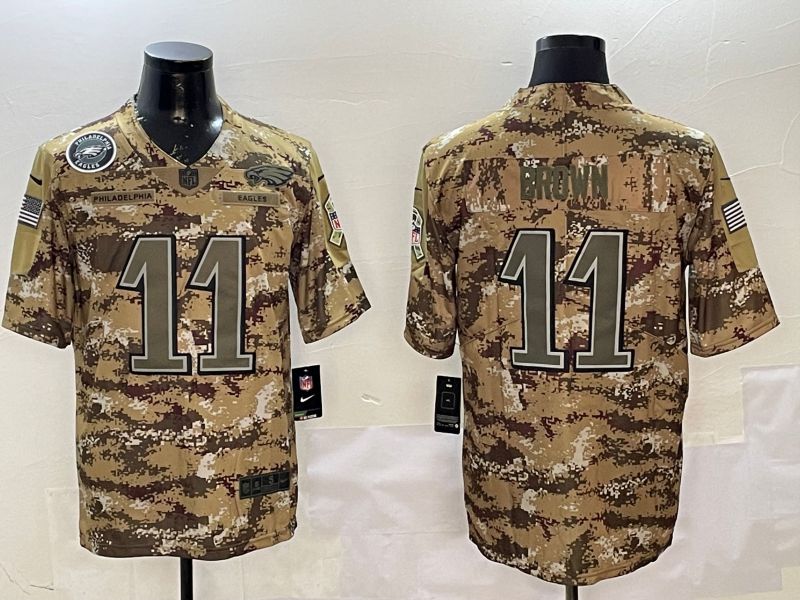 Men Philadelphia Eagles #11 Brown Camo 2025 Nike Salute to Service Limited NFL Jersey style 2123->philadelphia eagles->NFL Jersey